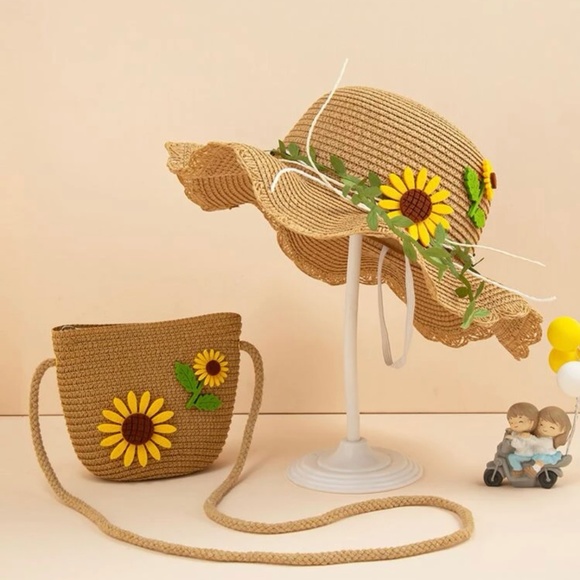 Other - 🐊4/$15 New! Girls Cute Sunflower Sun Hat and Hand Bag Set 
❗️LAST ONE❗️